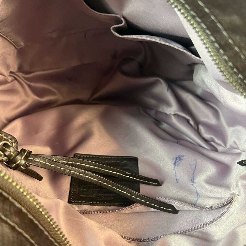 vintage Coach Signature Zoe Hobo Bag in khaki/tan - Picture 6 of 9